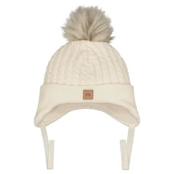 Metsola Päähineet Ja Huivit|Merinovillapipot>FUR POM CABLE BABY BEANIE -MERINOVILLAPIPO | CREAMY